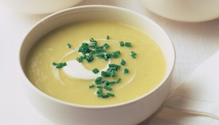 Traditional Soup with potatoes and Cedar Nut Oil